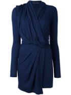 Plein Sud Long-sleeve Wrap Dress, Women's, Size: 38, Blue, Spandex/elastane/virgin Wool