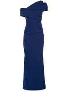 Talbot Runhof Asymmetric Off Shoulder Dress - Blue