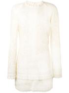 See By Chloé Doily Effect Mini Dress, Women's, Size: 36, Nude/neutrals, Cotton/polyamide/polyester/spandex/elastane