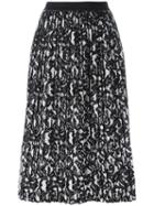 Roberto Collina Printed Pleated Skirt, Women's, Size: Medium, Black, Polyester/nylon/viscose/cotton