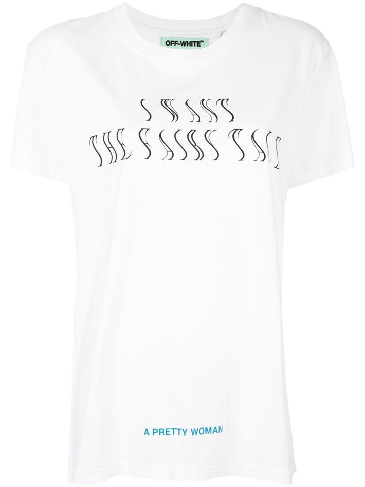 Off-white Blurry Letters T-shirt, Women's, Size: Small, White, Cotton