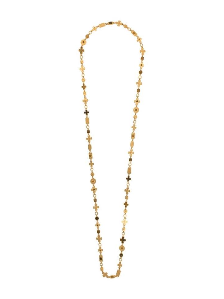 Chanel Pre-owned Cross Logo Necklace - Gold