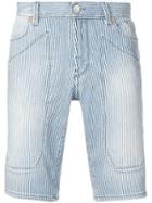 Jeckerson Striped Denim Shorts - Blue