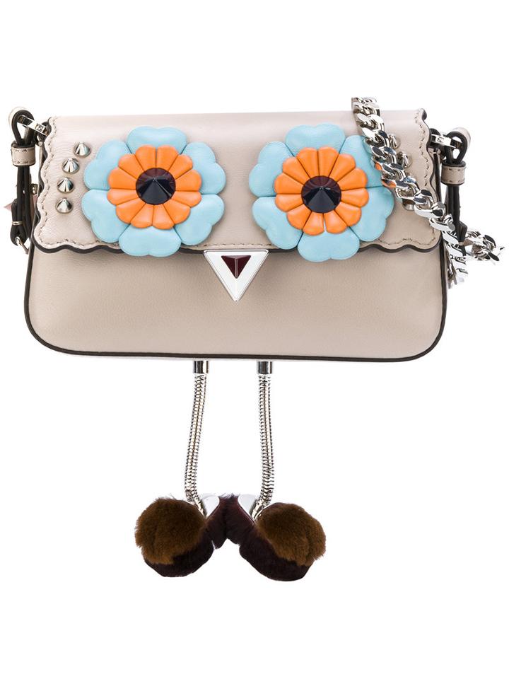 Fendi - Micro Baguette Bag - Women - Calf Leather/rabbit Fur - One Size, Grey, Calf Leather/rabbit Fur