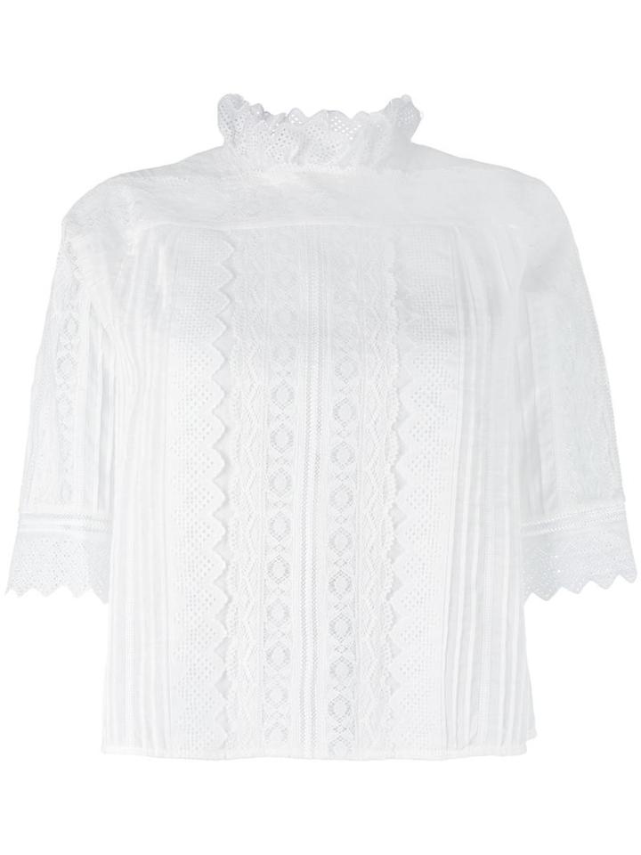 Vanessa Bruno Embroidered Details Blouse, Women's, Size: 38, White, Cotton/linen/flax/ramie