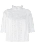 Vanessa Bruno Embroidered Details Blouse, Women's, Size: 38, White, Cotton/linen/flax/ramie