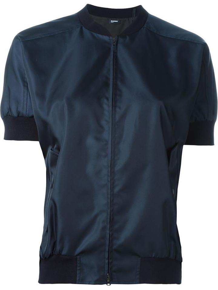 Jil Sander Navy Shortsleeved Bomber Jacket, Women's, Size: 34, Blue, Polyamide/polyester
