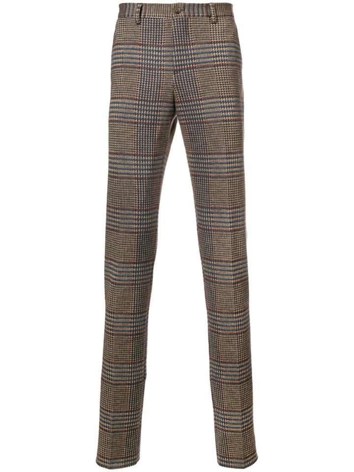 Etro Houndstooth Check Trousers - Brown