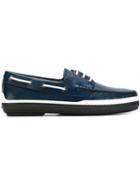Tod S Rubber Sole Deck Shoes, Men's, Size: 6.5, Blue, Leather/rubber