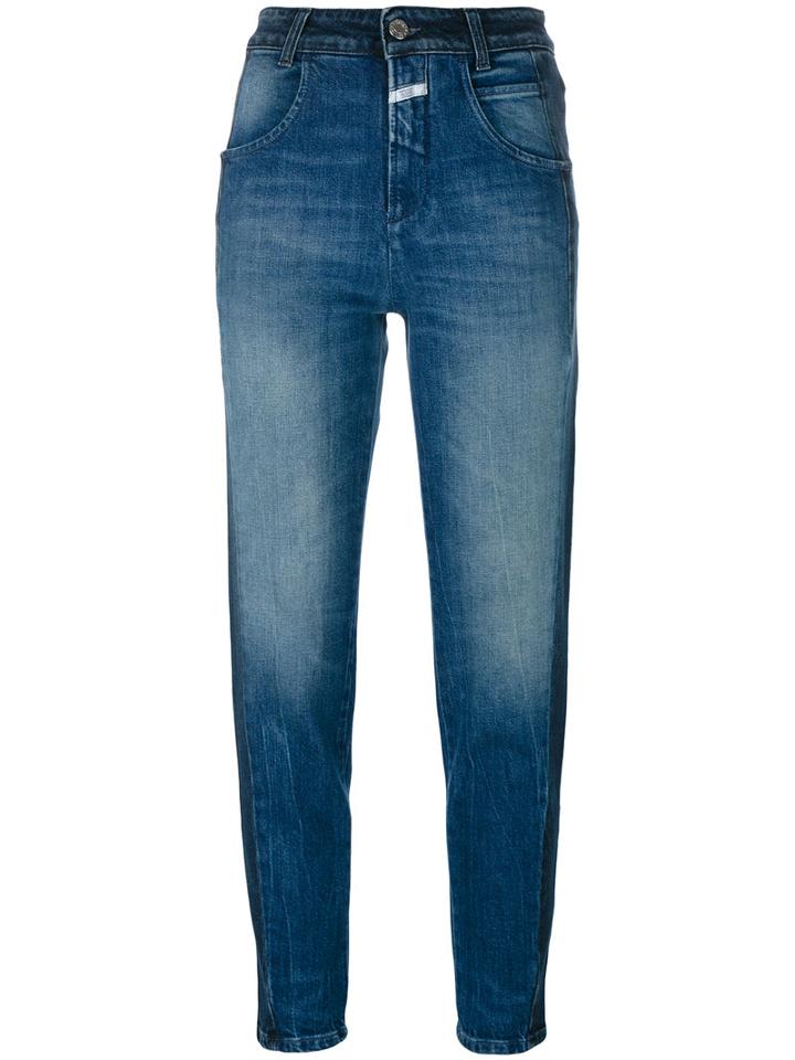 Closed Brocken Stitches Cropped Jeans, Women's, Size: 24, Blue, Cotton/spandex/elastane