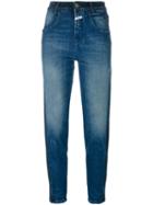 Closed Brocken Stitches Cropped Jeans, Women's, Size: 24, Blue, Cotton/spandex/elastane