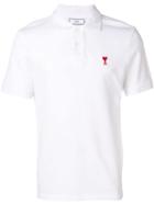 Ami Paris Short Sleeve Polo Shirt With Red Ami De Coeur Patch - White