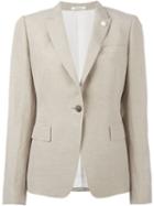 Lardini One Button Blazer, Women's, Size: 42, Nude/neutrals, Acetate/pbt Elite/linen/flax/silk