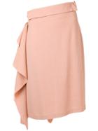 Maison Flaneur Ruffle Panel Midi Skirt - Pink