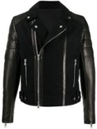 Balmain Panelled Leather Jacket - Black