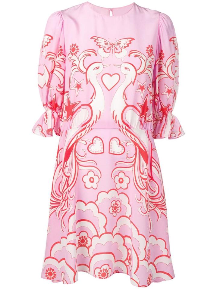 Valentino Phoenix Print Dress - Pink