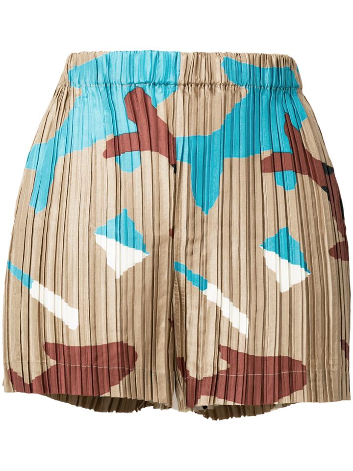 Issey Miyake Vintage Geometric Prints Pleated Shorts - Multicolour