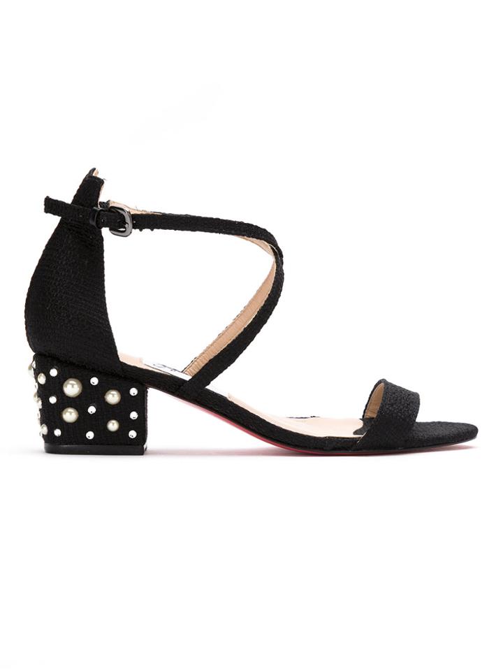 Zeferino Embellished Wool Sandals - Black