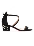 Zeferino Embellished Wool Sandals - Black