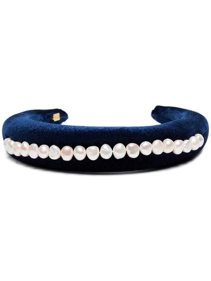 Wald Berlin Pearl-embellished Headband - Blue