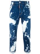 Dsquared2 Glam Head Bleached Splatter Jeans, Men's, Size: 52, Blue, Cotton/spandex/elastane/polyester/leather