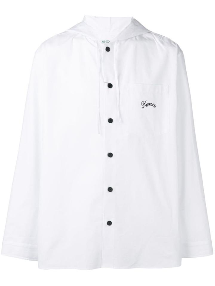 Kenzo Long-sleeved Hooded Shirt - White
