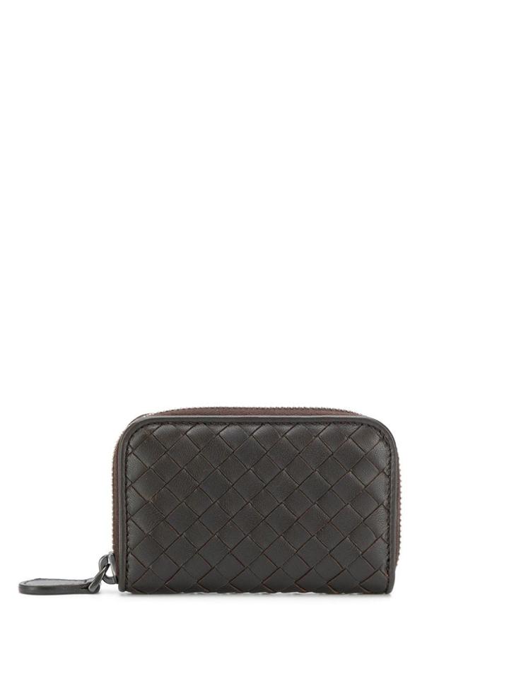 Bottega Veneta Intrecciato Zip Purse - Brown
