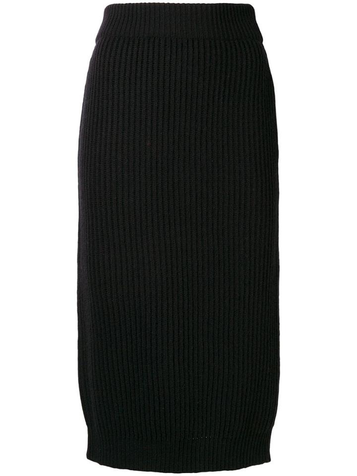 Marc Jacobs Skirt Rib Wool Cashmere With Back Slit - Black