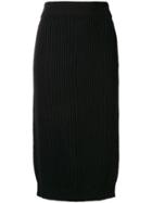 Marc Jacobs Skirt Rib Wool Cashmere With Back Slit - Black