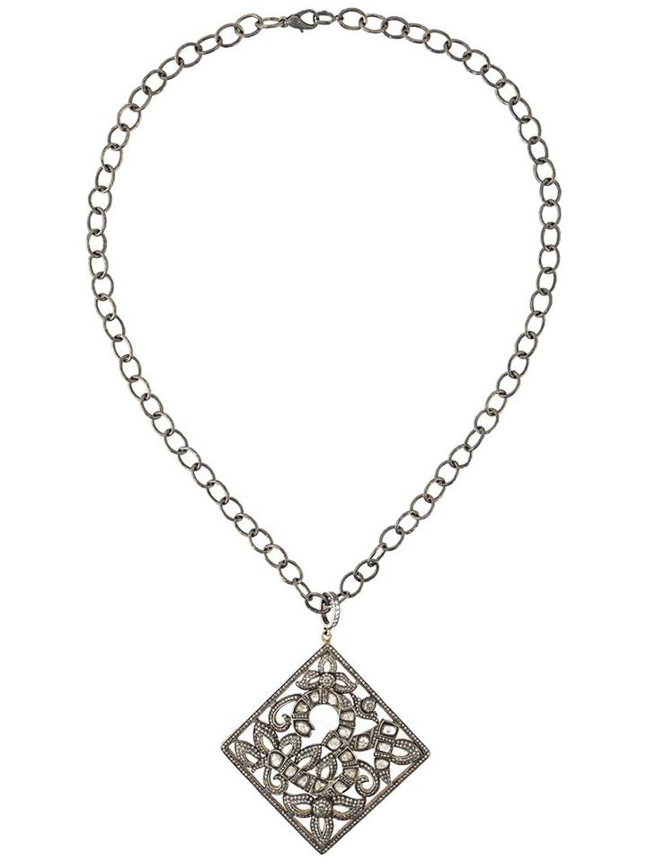 Elise Dray Filigree Diamond Pendant Necklace