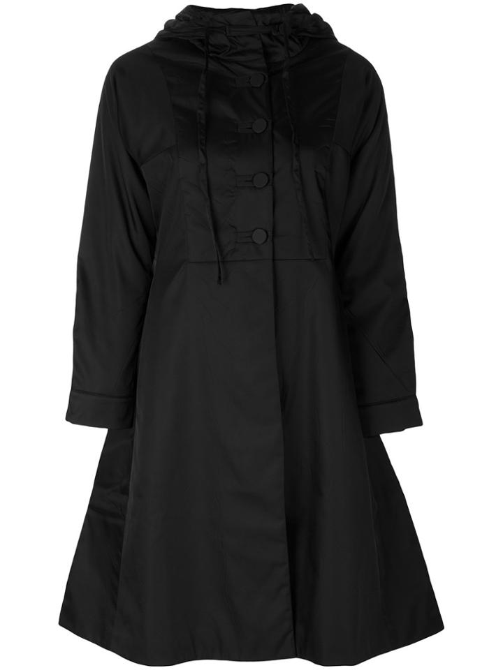 Prada Flared Hooded Coat - Black