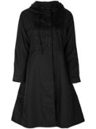 Prada Flared Hooded Coat - Black