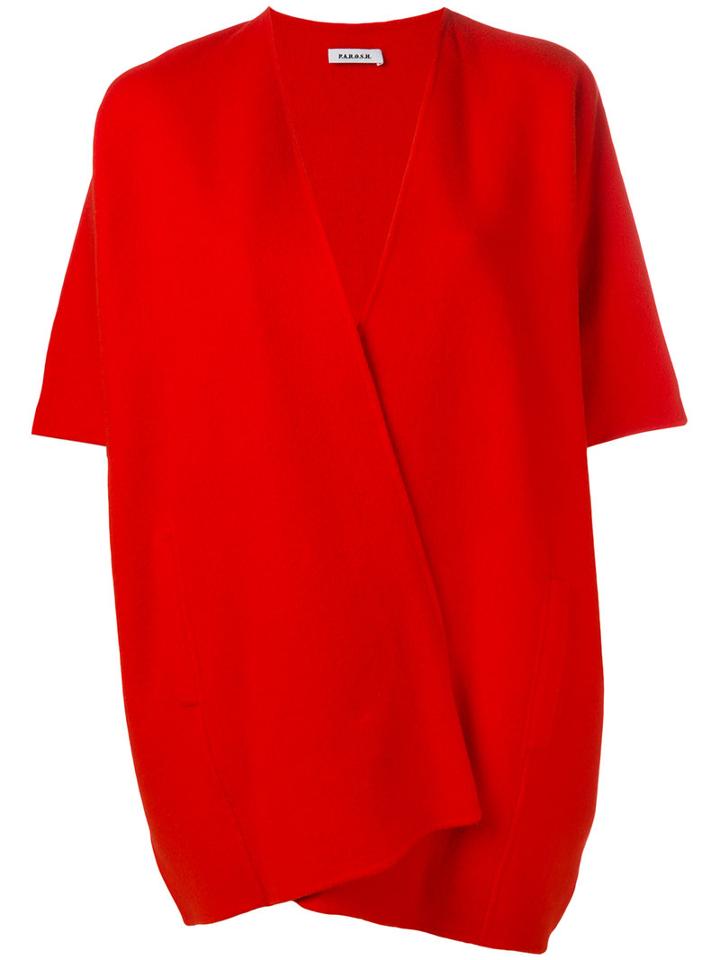 P.a.r.o.s.h. Short Sleeve Oversized Coat, Women's, Red, Wool