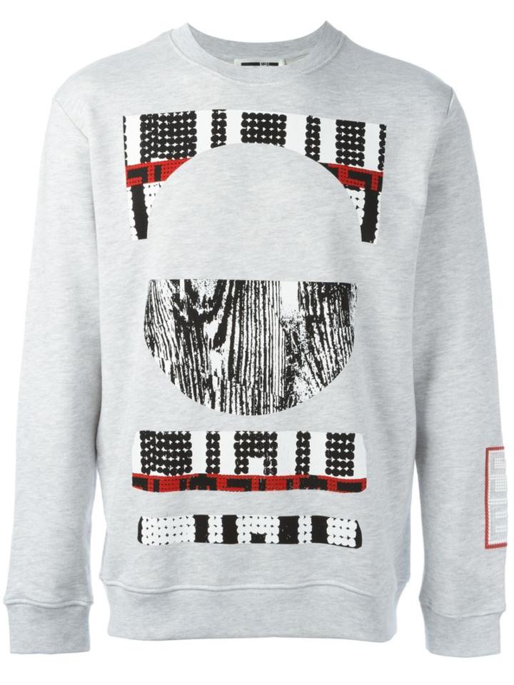 Mcq Alexander Mcqueen Tribal Print Sweatshirt, Men's, Size: L, Grey, Cotton