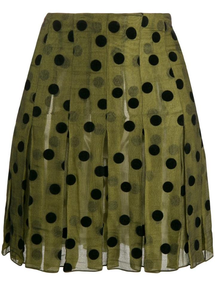 Romeo Gigli Pre-owned 1990's Polka Dots Pleated Skirt - Green