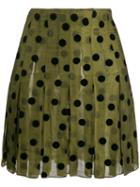 Romeo Gigli Pre-owned 1990's Polka Dots Pleated Skirt - Green