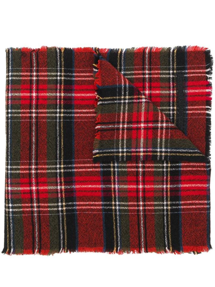 Ermanno Scervino Tartan Pattern Scarf - Red
