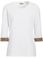 Burberry Check Detail Stretch Cotton Top - White