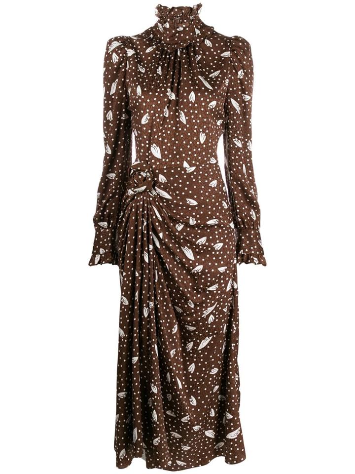 Alessandra Rich Jacquard Print Midi Dress - Brown