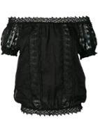 Charo Ruiz Embroidered Floral Blouse - Black