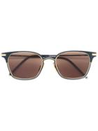 Thom Browne - Square Frame Sunglasses - Unisex - Metal (other)/18kt Gold - One Size, Blue, Metal (other)/18kt Gold