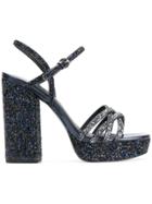 Ash Glitter Platform Sandals - Black