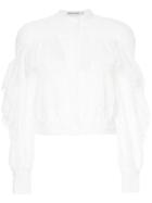 Self-portrait Cropped Cut-out Detail Shirt - White