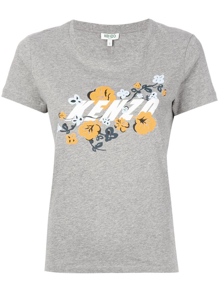 Kenzo Floral Logo T-shirt - Grey