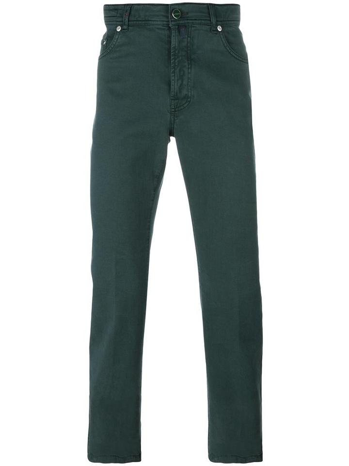 Kiton Slim-fit Trousers, Men's, Size: 31, Green, Lyocell/cotton/spandex/elastane