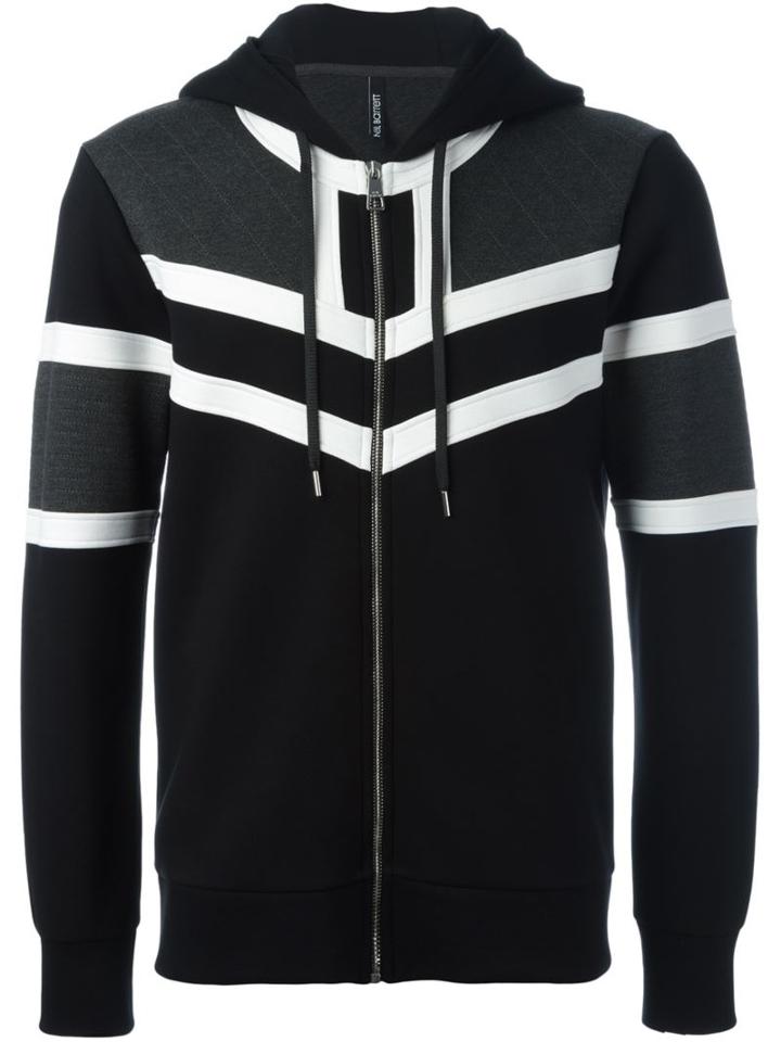 Neil Barrett Colour Block Hoodie, Men's, Size: M, Black, Viscose/spandex/elastane/lyocell/cotton