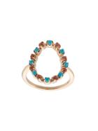 Marlo Laz 14kt Gold Full Circle Turquoise And Orange Sapphire Ring -