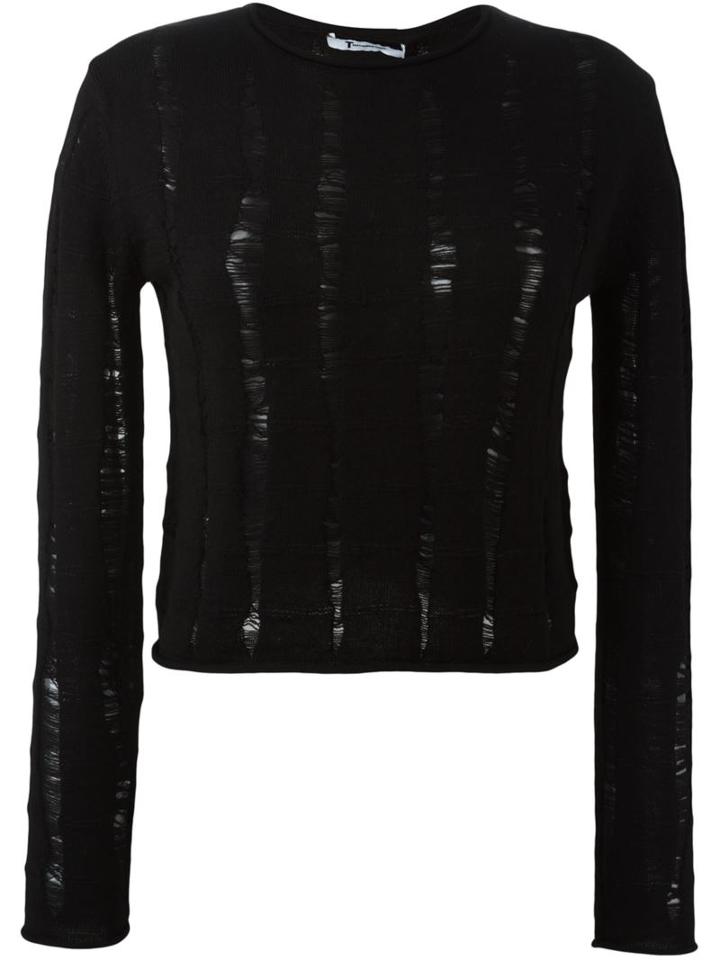 T By Alexander Wang Distressed Jumper, Women's, Size: Medium, Black, Merino