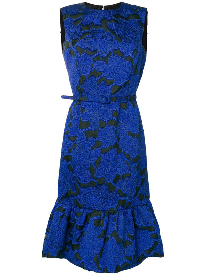 Oscar De La Renta Floral Jacquard Dress - Blue