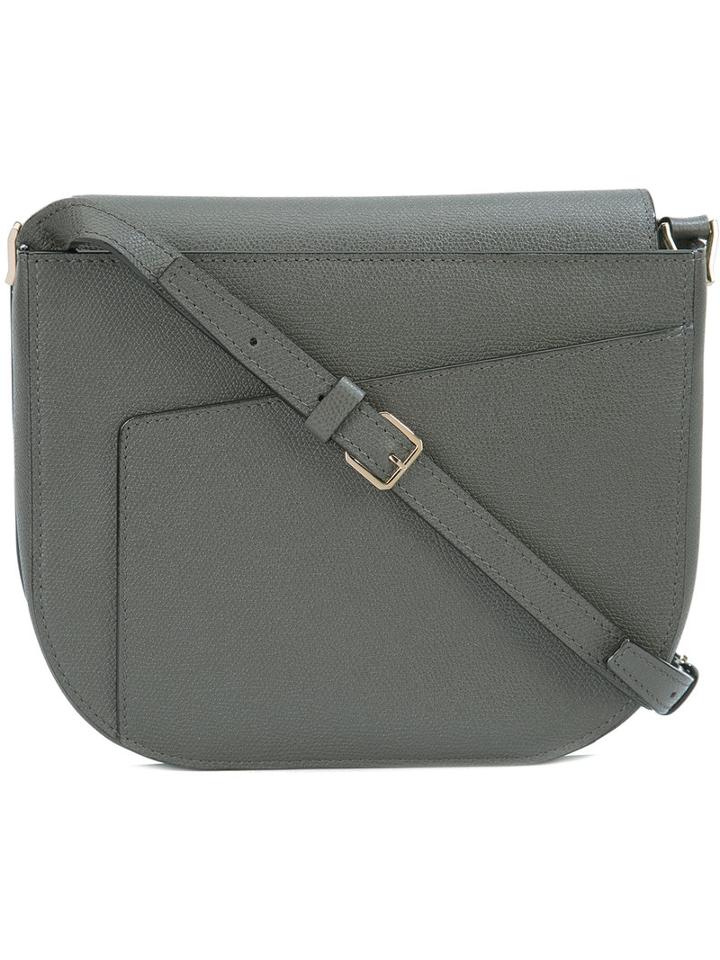 Valextra - Asymmetric Closure Crossbody Bag - Women - Leather - One Size, Grey, Leather